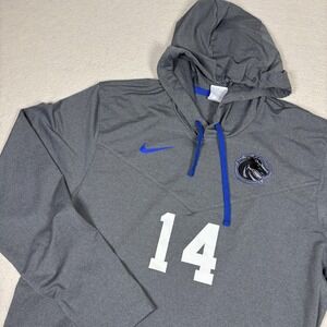 Nike Boise State Broncos Hoodie Performance Shirt Men L Gray Dri Fit Team Issued